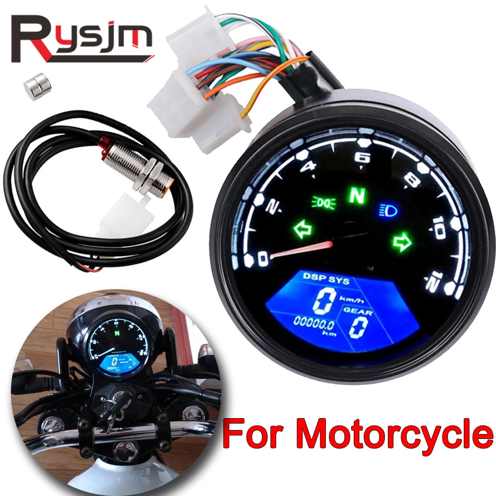 HONGPA Motorcycle Meter LED Digital Tachometer Odometer Speedometer Light Indicator Oil Meter Multifunction with Night Vision Dial HONGPA Motorcycle Meter LED Digital Tachometer Odometer Speedometer Light Indicator Oil Meter Multifunction with Night Vision Dial