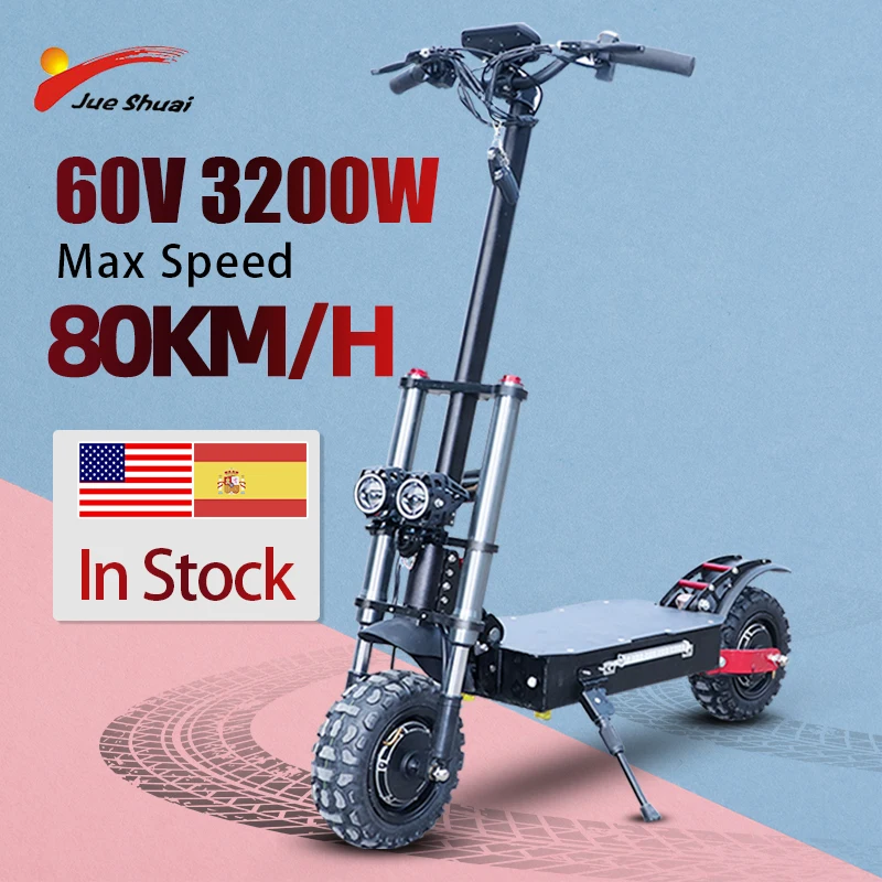 

Jueshuai Electric Scooter 3200W Dual Motor trottinette Ã©lectrique for Adults 110KM 60V Battery 11-Inch Off-Road Tire Foldable