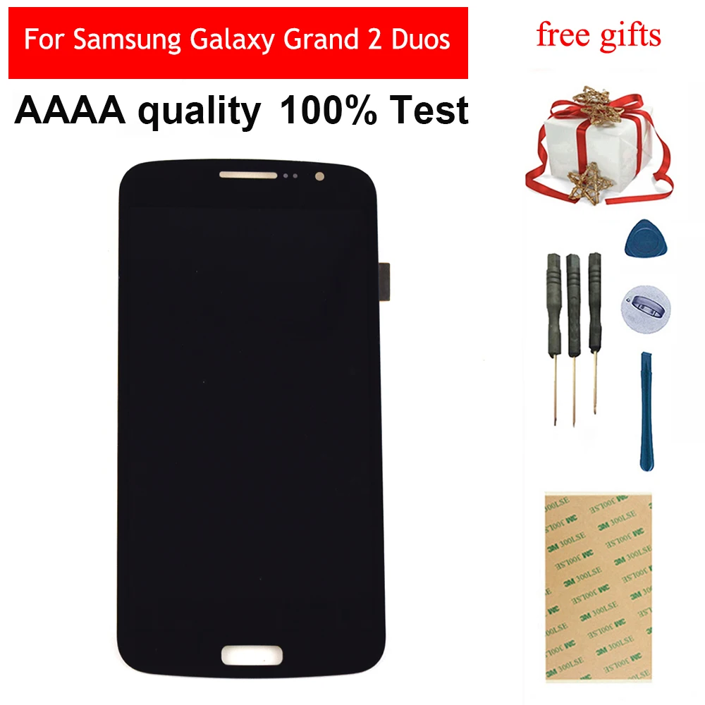Дешево Для samsung Galaxy Grand 2 Duos G7102 G7105 G7106 G7108 сенсорный экран дигитайзер сенсорная панель стекло + ЖК дисплей монитор в сборе