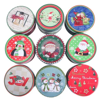 

Metal Tinplate Box Christmas Theme Printed Tin Case Candy Gift Box Storage Container Little Collectible Boxes Random Color5/