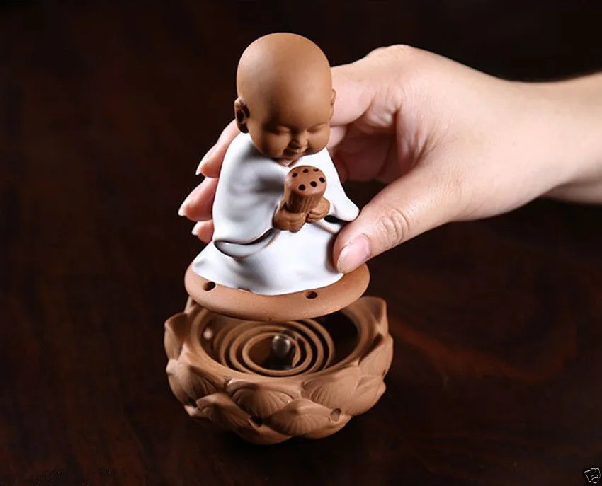 12,6 см*/Китай Ru horno porcelana Buda lotus chasis quemador de incienso