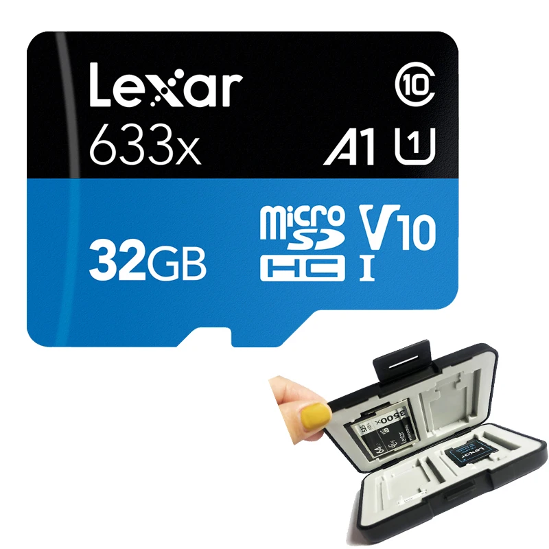 Lexar 512 ГБ 128 ГБ 256 ГБ 64 ГБ 32 ГБ высокая скорость 633x microSDHC SDXC UHS-I до 95 МБ/с./с чтение, 45 МБ/с./с Запись карта чехол