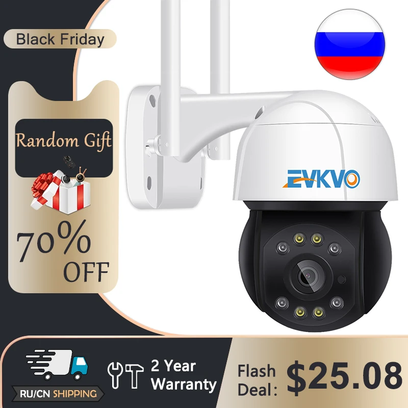 EVKVO Wifi PTZ Camera 3MP 4X Digital Zoom Human Detection IP Outdoor 2MP Auto Tracking ONVIF Wireless | Безопасность и защита