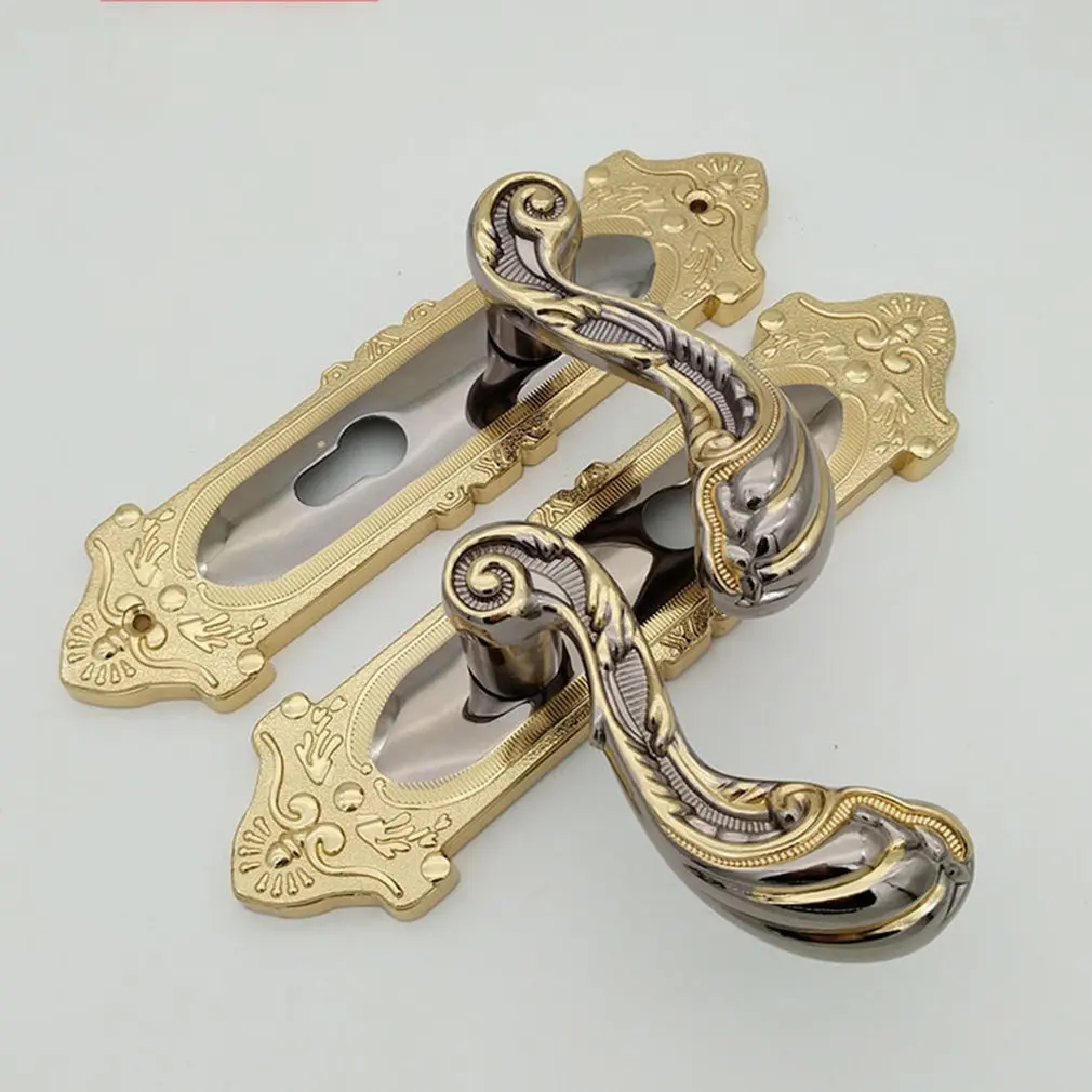 

Alloy Door Lock European Style Retro Bedroom Black Door Handle Lock Interior Anti-theft Alloy Room Safety Door Lock