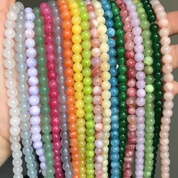 

Natural Stone Multicolor Chalcedony Jades Round Loose Spacer Beads For Jewelry Making DIY Bracelet Earrings Accessories 15''