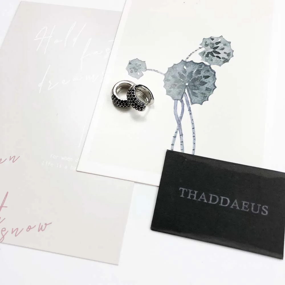 Черные креольские Висячие серьги-кольца, винтажные модные ювелирные украшения Томаса для женщин и мужчин, зима Ts подарок в 925 пробы серебре