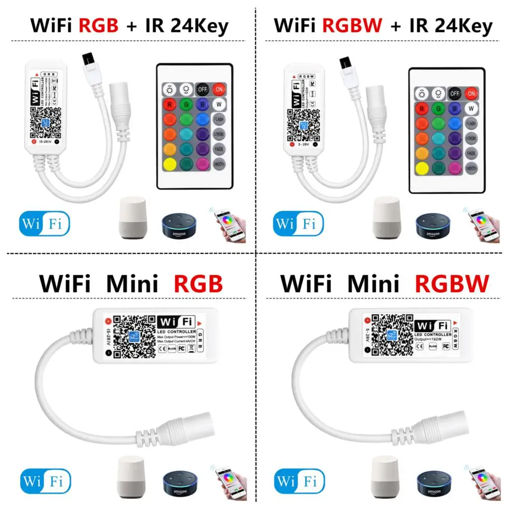 DC12-28V мини wifi RGB/RGBW контроллер полосы музыкальный контроллер Amazon Alexa Google домашний телефон wifi контроллер для полосы светильник
