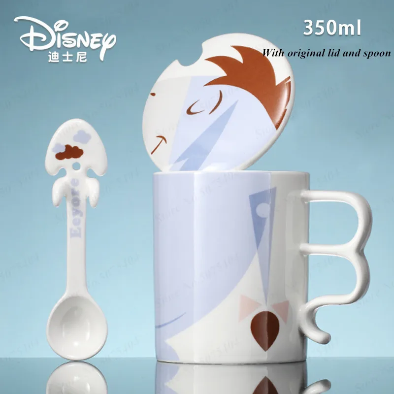 Eeyore Дисней Винни-Пух чашка мультфильм керамическая чашка с крышкой и ложкой милый молочный кофе чашка детская чашка с коробкой Рождественский подарок - Цвет: Eeyore