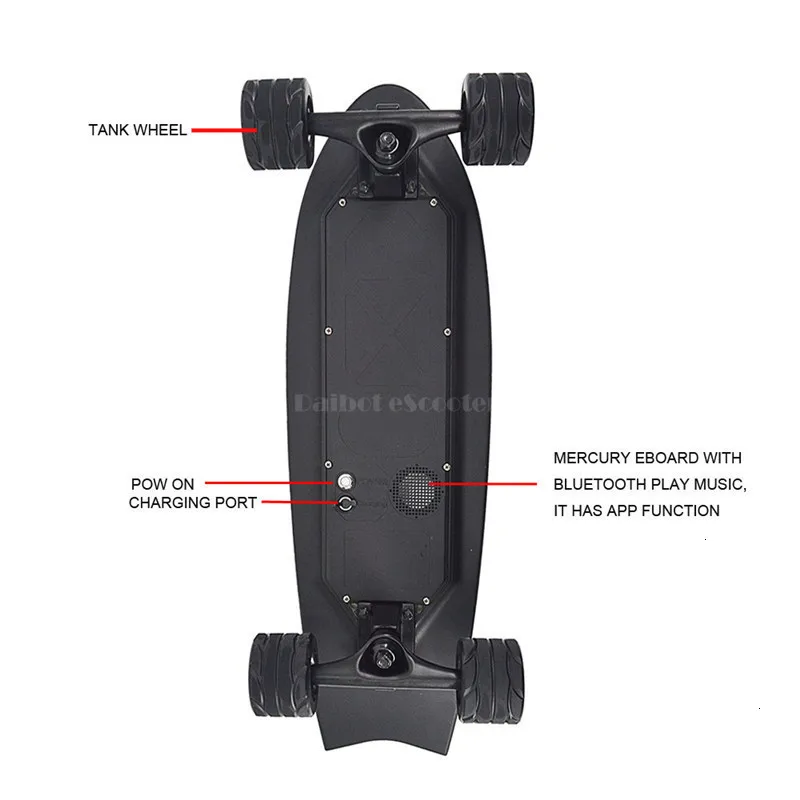 Mini Electric Skateboard 4 Wheel Electric Scooters 350W 36V Lightweight Fish Board Adult Electric Scooter With Bluetooth Speaker (16)