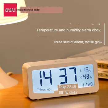 

Multi-Function Electronic Alarm Clock Glow-in-the-Dark Minimalistic Smart Thermo-Hygrometer Desktop Mute