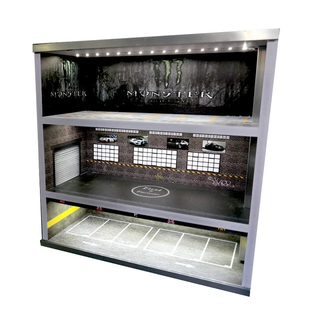 $US $84.10 New 1/64 Underground Parking Lot lot scene garage Car model 3 layers display cabinet light storage box decoration