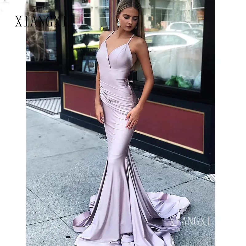 Licht Paars Sexy Mermaid Prom Dresses 2019 Spaghettibandjes Sweep Trein Backless Plus Size Prom Dress Lange Party Gown Licht Paars Sexy Mermaid Prom Dresses 2019 Spaghettibandjes Sweep Trein Backless Plus Size Prom Dress Lange Party Gown