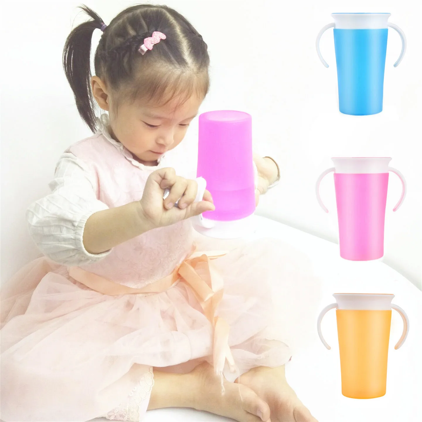 

360 Degrees Rotated with Double Handle Trainning Feeding Safe Leakproof Cup Infant Learn To Drink A Cup of Water