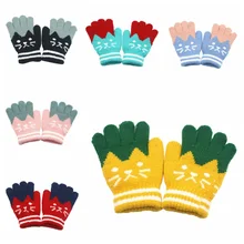 Детские перчатки с мультяшными котами; зимние теплые модные милые мягкие перчатки с имитацией шерсти и кашемира; студенческие варежки с рисунком кота; лыжные перчатки для девочек