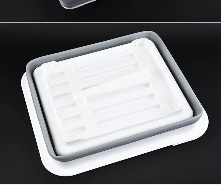 Household silicone folding telescopic multi-function drain dish rack kitchen storage dish dish rack storage basket LB9302