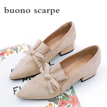 

Wholesale comfortable pointed bow thick with single shoes
