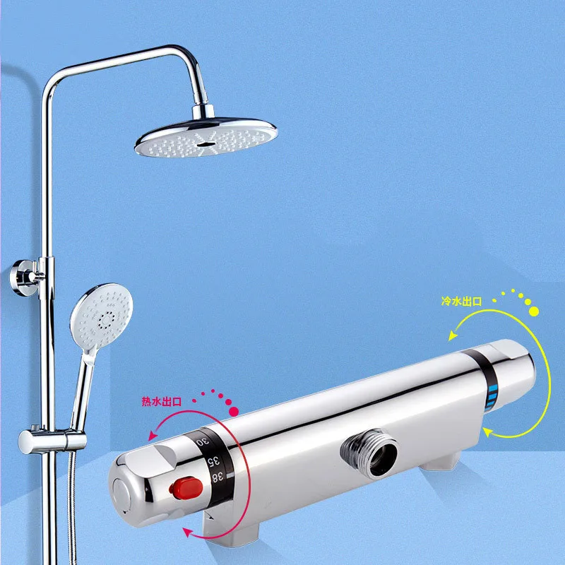 

Constant Temperature Shower Set Flow Sanitary Ware Household Two Tranches Copper Body Cleaning Nozzle 38 Degrees Cold Adjustable