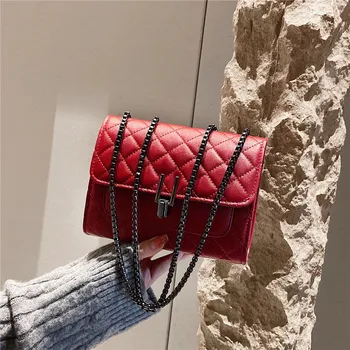 

2020 Women Vintage Diamond Lattice Solid Chains Cover Shoulder Flap Bags Ladies Hand Bags Cross Body Evening Clutch Bag Designer
