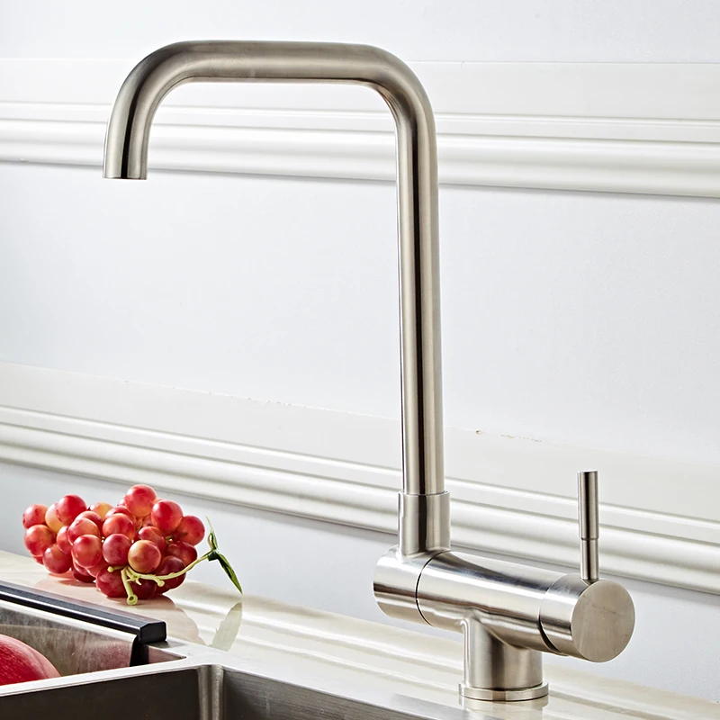 

BAKALA Kitchen Faucet Mixer Tap 304 Sink Stainless Steel Single Handle Rotate Faucets 720 Degree Hot Cold Water Tap Faucet