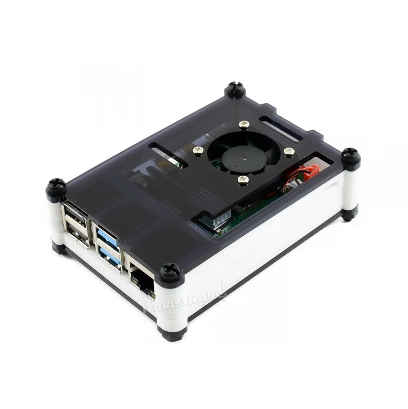 Waveshare черный/белый акриловый чехол для Raspberry Pi 4 Модель B, с охлаждающим вентилятором, Пыленепроницаемость, хорошее распределение тепла