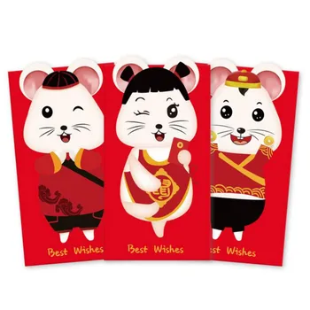 

6pcs 2020 Chinese Spring Festival Good Luck Fortune Red Money Packet Money Envelope For New Year Cash Storage