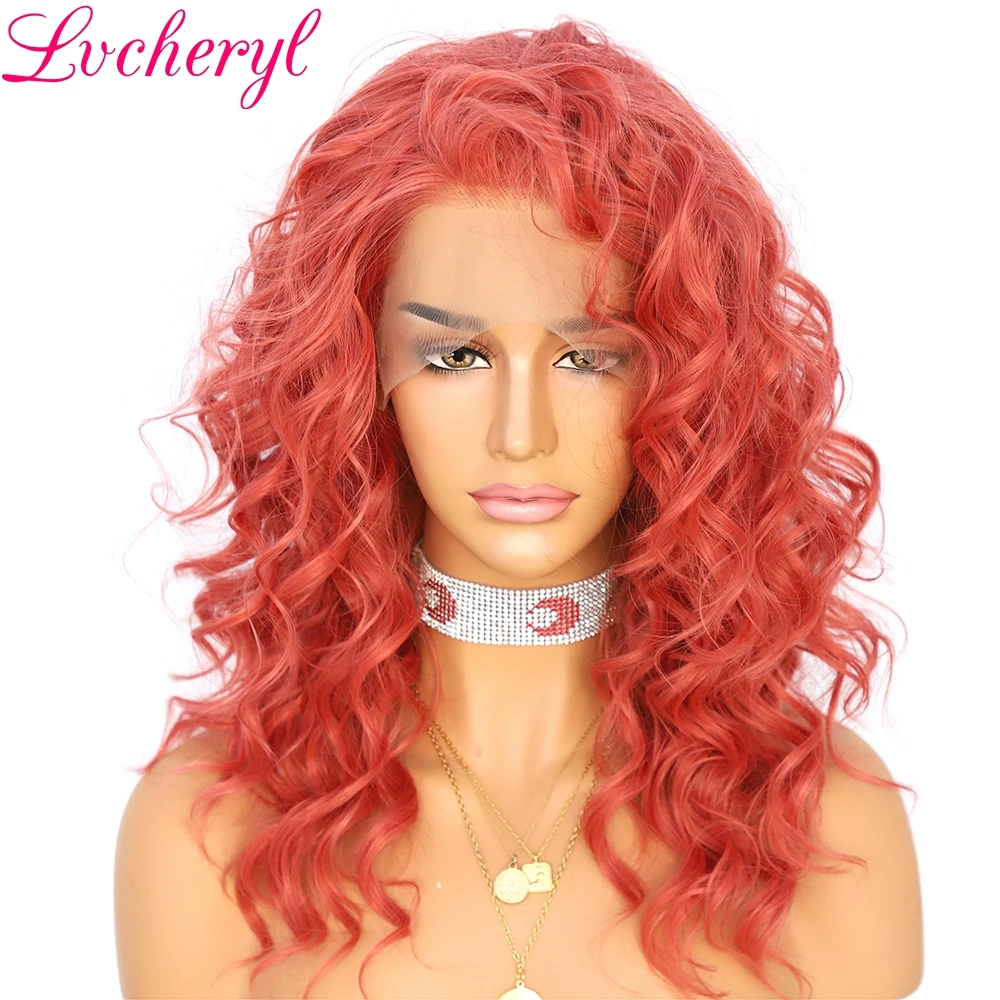 Lvcheryl 13X3 светильник красные короткие натуральные волнистые термостойкие парики