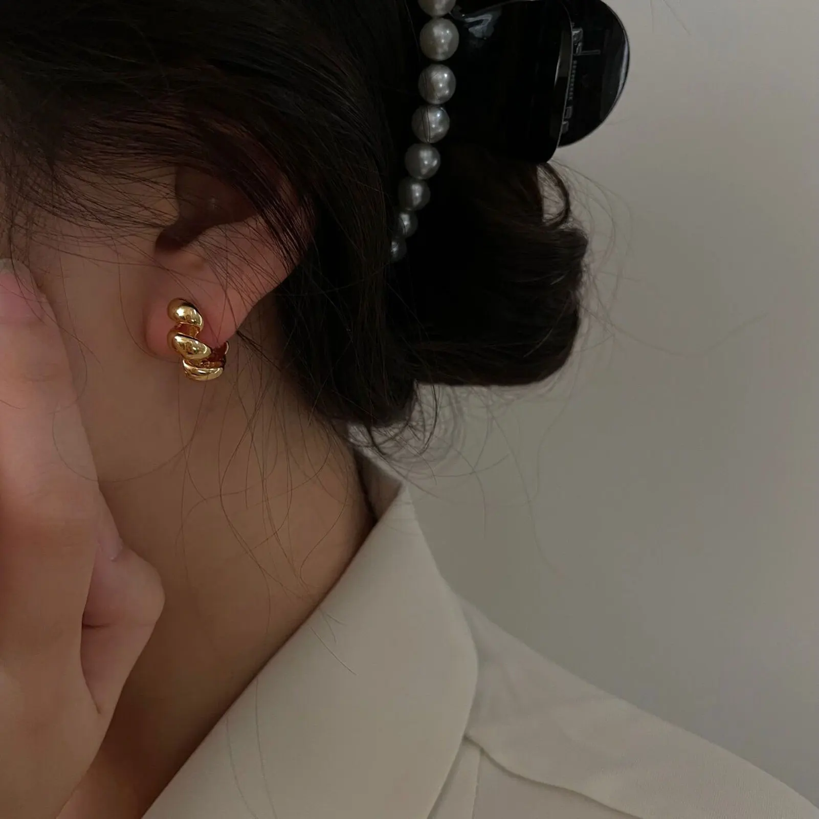 

Twisted Hoop Earrings Small Gold Chunky Huggy Hoops for Women