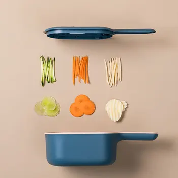 

Multi-functional Manual Fruit Vegetable Cutter Bowl Kitchen Slicer Grater with Drain Basket HKS99