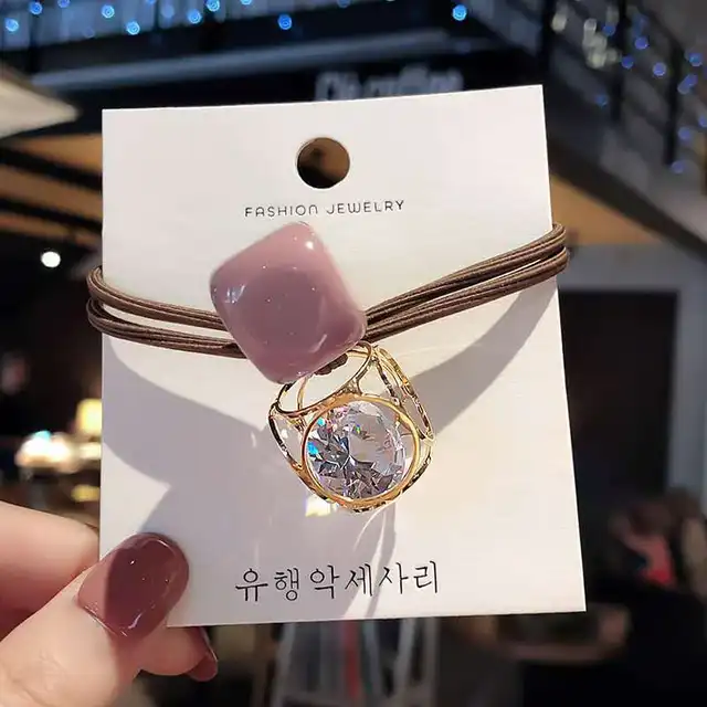 Sempli Pink Color Solid Elastic Hair Bands Love Dog Headband Women Animal Rubber Band Lady Letters Hair Accessories Scrunchie Purple