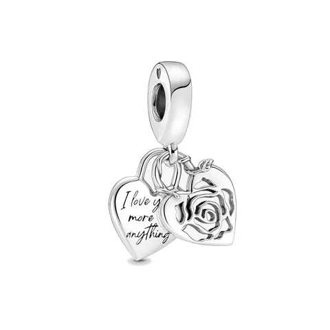 New Diy Acessories Valentine's Day Rose Heart Padlock Bead Fit Original Pandora Charms Bracelet Jewelry Sterling Silver 925