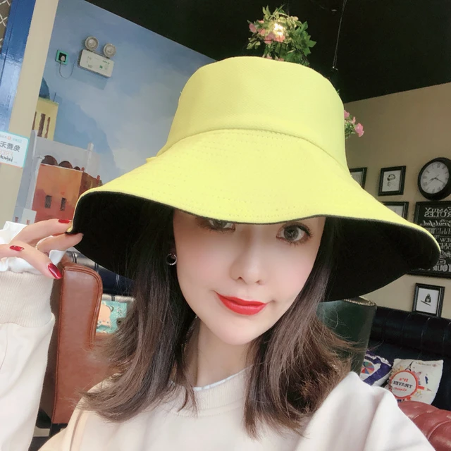 Double-sided Wearing Cap Solid Color Bucket Hat Women Sun Hat Reversible Fisherman  Hat Summer Panama for Women Fishing Gorros - AliExpress