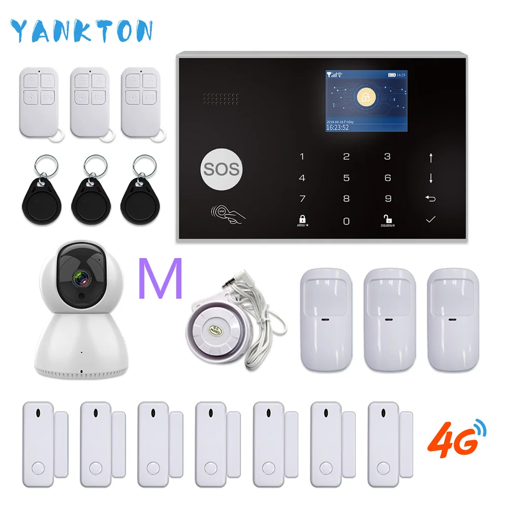 YK-005-4G-G30-C-M Tuya 433MHz WiFi 3g& 4G домашняя охранная и охранная сигнализация, приложение, пульт дистанционного управления, беспроводной хост-будильник, комплект с ip-камерой, Радионяня - Цвет: YK-005-4G-G30-C-M