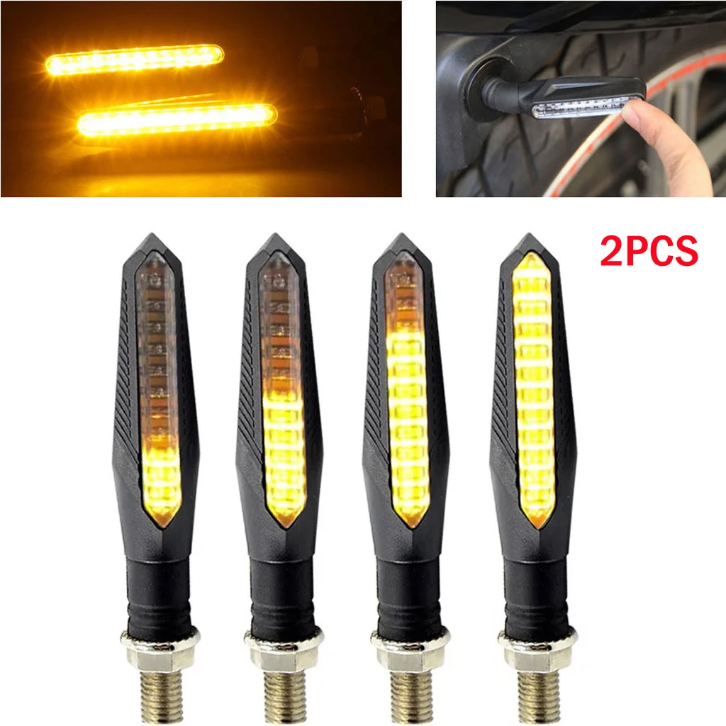 2Pcs Bendable Motorcycle 12 LED 12V Turn Signal Light Indicator Blinker Lamp Amber Motorbike lights Universal | Автомобили и