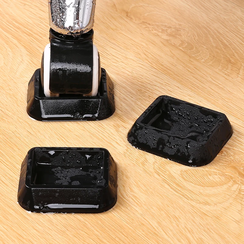 5PCS Rubber Furniture Caster Cups Sofa Chair Bed Foot Wheel Stoppers Prevents Scratches Hardwood Floor Protectors Black