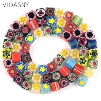 

Natural Multicolor Lampwork Square Beads For Jewelry Making 4 6 8mm Spacer Loose Stone Beads Fit For Bracelets 15'' Wholesale