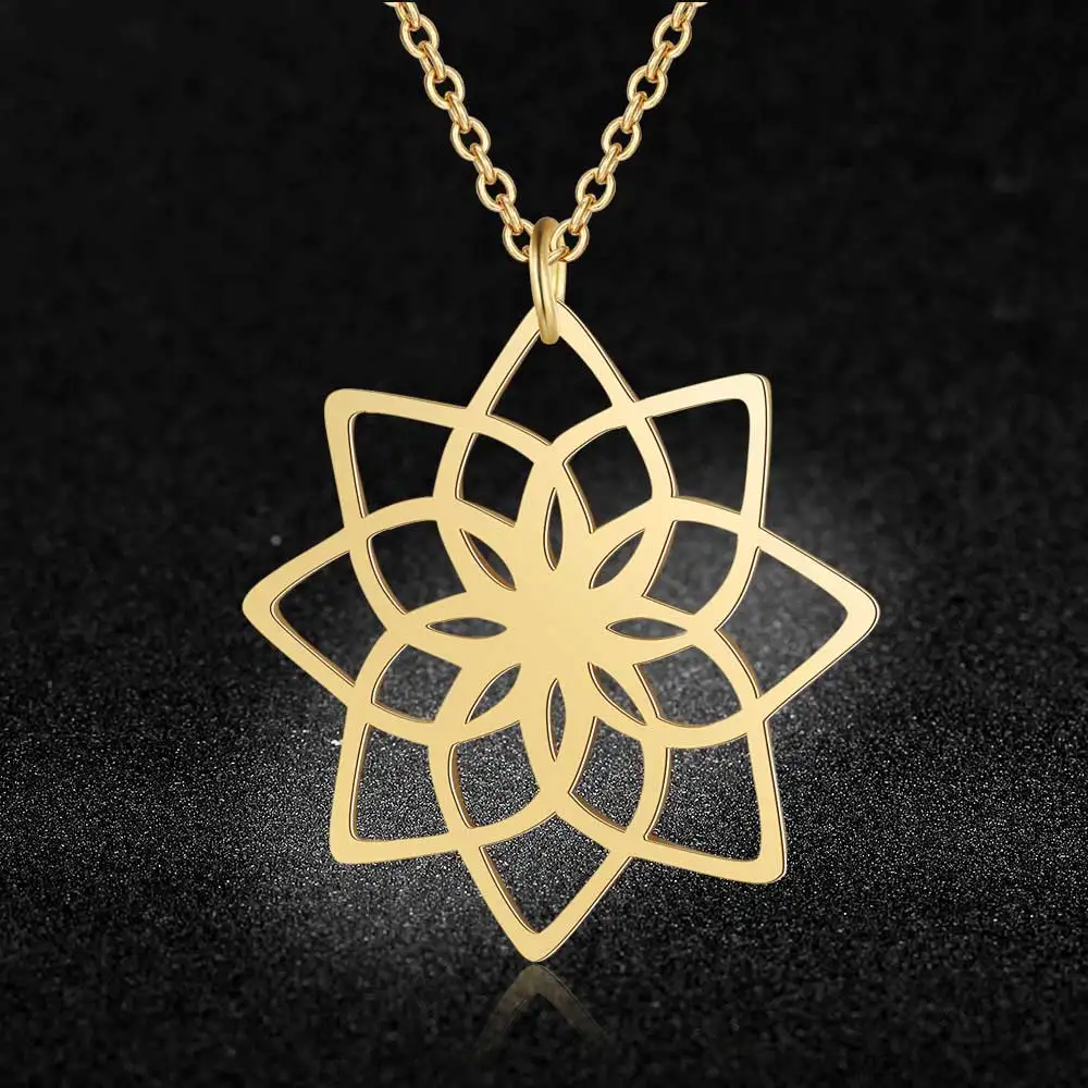 

100% Real Stainless Steel Hollow Lotus Yoga Necklace Unique Jewelry Necklace Trend Jewelry Necklaces Italy Design