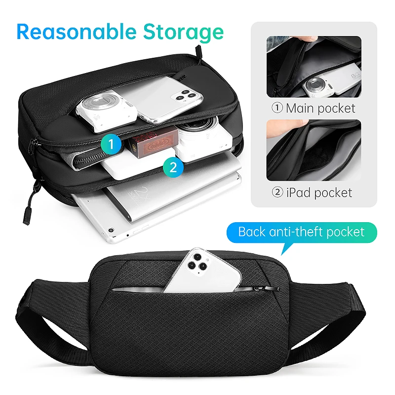 Mark Ryden Men Messenger Bag High Quality Water-repellent Shoulder Bag Business Travel Crossbody Bag Male Casual Waist Pack