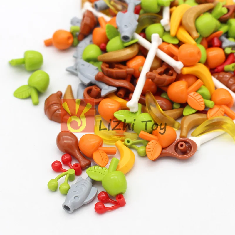 Кубики MOC пищевые фрукты овощи сделай сам развивающий блок кирпичная часть