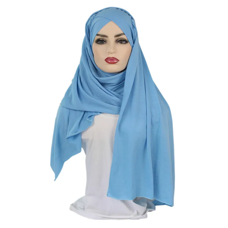 55*180 см мусульманский цельный хиджаб из Джерси Шарф Исламский хлопок instand головной платок Женские Простые шали женский газовый шарф musulman - Цвет: 9