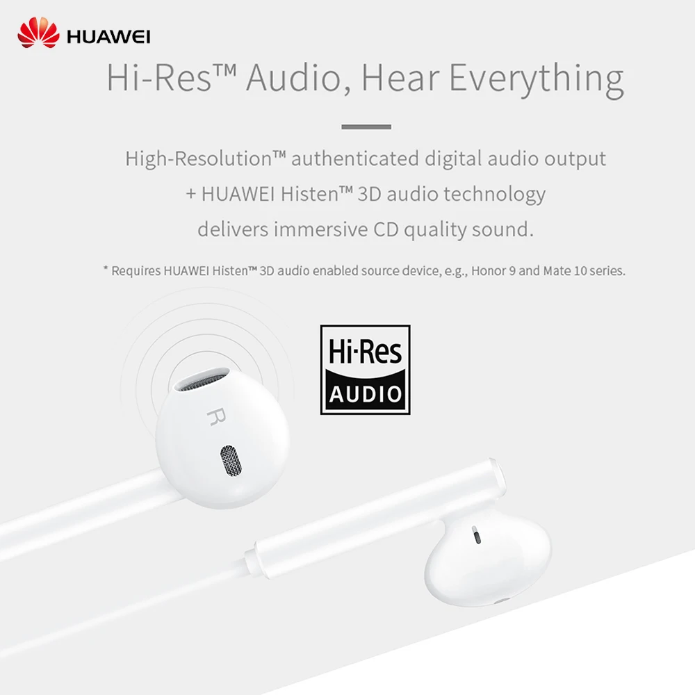 Оригинальные Классические наушники huawei CM33 с разъемами типа C, гарнитура с управлением стерео для P20 P30 Pro mate 30 Pro 10 honor 9