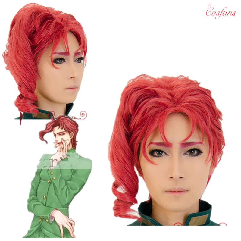 Парик для косплея Kakyoin Noriaki из красного кудрявого короткого высокотемпературного