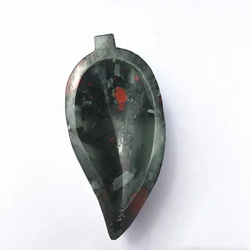 

Hand Polished Natural African Blood Ashtray Leaf Shape Crystal Bowl Reiki Healing