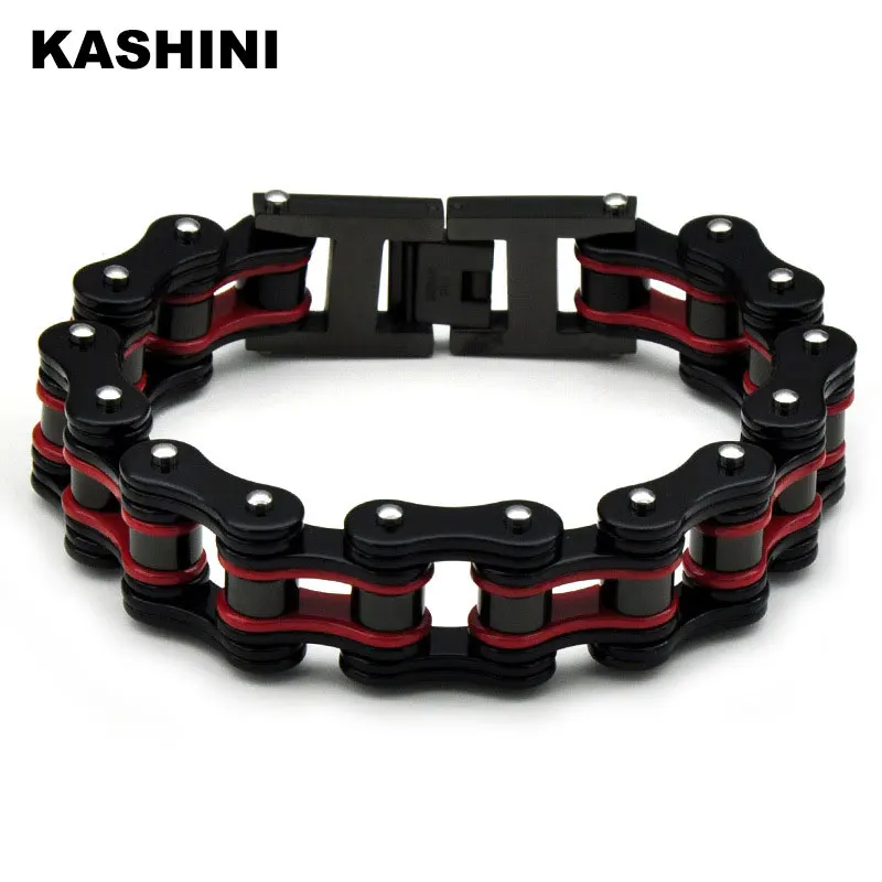 

Punk Men's Chain Bracelets Bangles Biker Bicycle Motorcycle Chain Link Bracelets For Men Black Stainless Steel Jewelry Gift