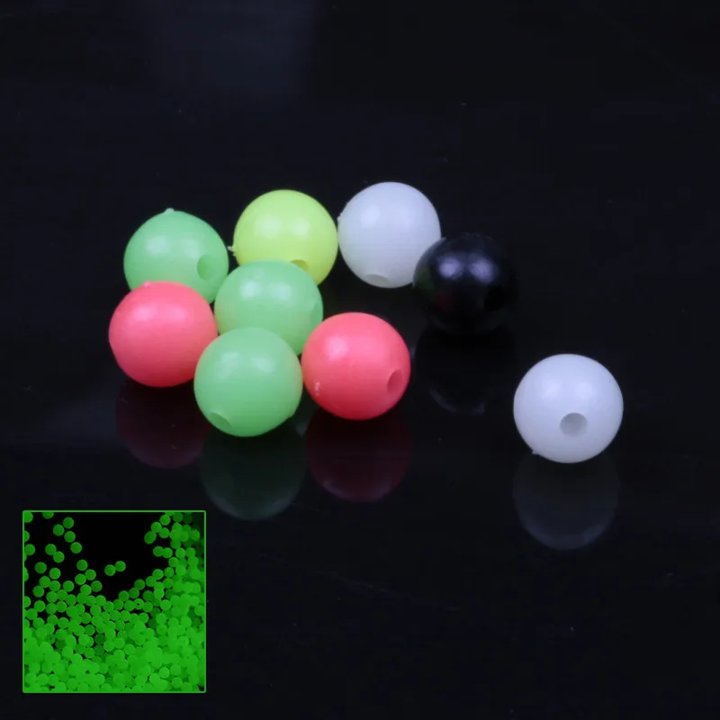 

100pcs Soft Fishing Beads Plastic Colorful Stopper 6mm / 8mm Optional Fishing Space Beans Rubber Rig Luminous Round Accessories