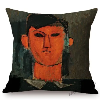 Итальянская Amadeo Modigliani масляная живопись обнажённая девушка голый женщина абстрактный портрет диван наволочка современное искусство льняная наволочка - Цвет: T339-11