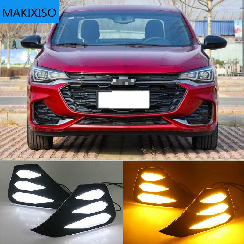 

1 Pair For Chevrolet Monza RS 2019 2020 DRL LED Daytime Running Lights Fog Lamp Yellow Turn Signal Lamp