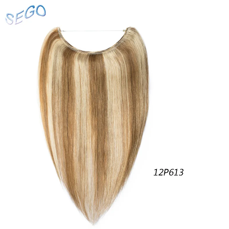12/613 # SEGO 60g-80g 1"-24" Невидимая проволока распущенные волосы для удлинения, прямые бразильские non-реми парики из натуральных волос рыба линия волос - Цвет: 12/613 #