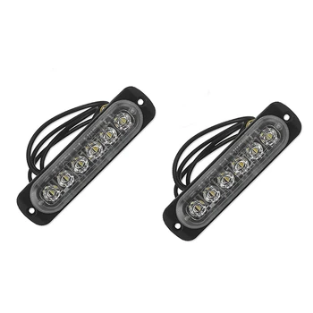 

2 Pcs 12V-24V 6LED Light Flash Emergency Car Vehicle Warning Strobe Flashing Blue and Red & White and Red