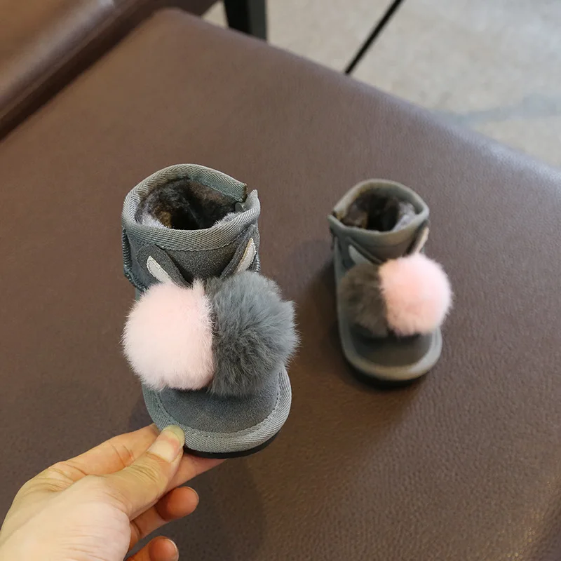 Winter Baby Girls Boots Infant Toddler Snow Boots Non-slip Soft Bottom Warm Outdoor Child Boots Kids Plush Cotton Shoes