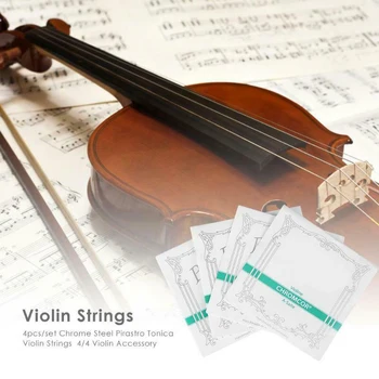 

Violin Strings Set for 4/4 E-A-D-G Steel Green Silver Violin Accessories C55K Sale